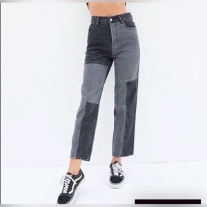 Pacsun Two-Tone Black and Gray high-waisted straight jeans
